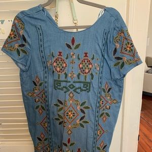 Denim embroidered Zara dress